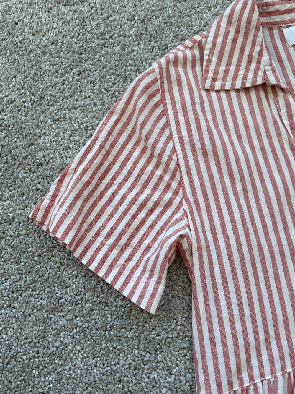 Japna Striped Tiered Babydoll Dress Extra Small Coral Pink White Summer Boho - Picture 7 of 8